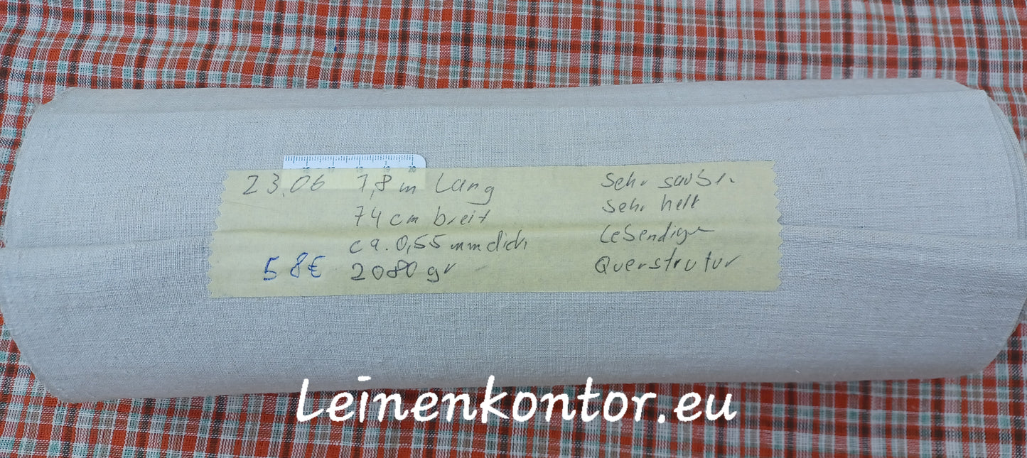 23.06 (7,8m x 0,74m x 0,55mm) Altes Bauernleinen Landhaus Leinenstoff Leinenballen