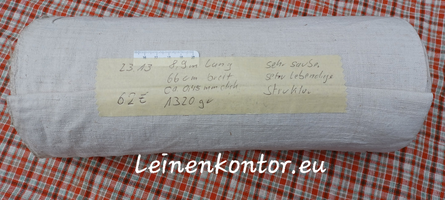 23.13 (8,9m x 0,66m x 0,45mm) Altes Bauernleinen Landhaus Leinenstoff Leinenballen