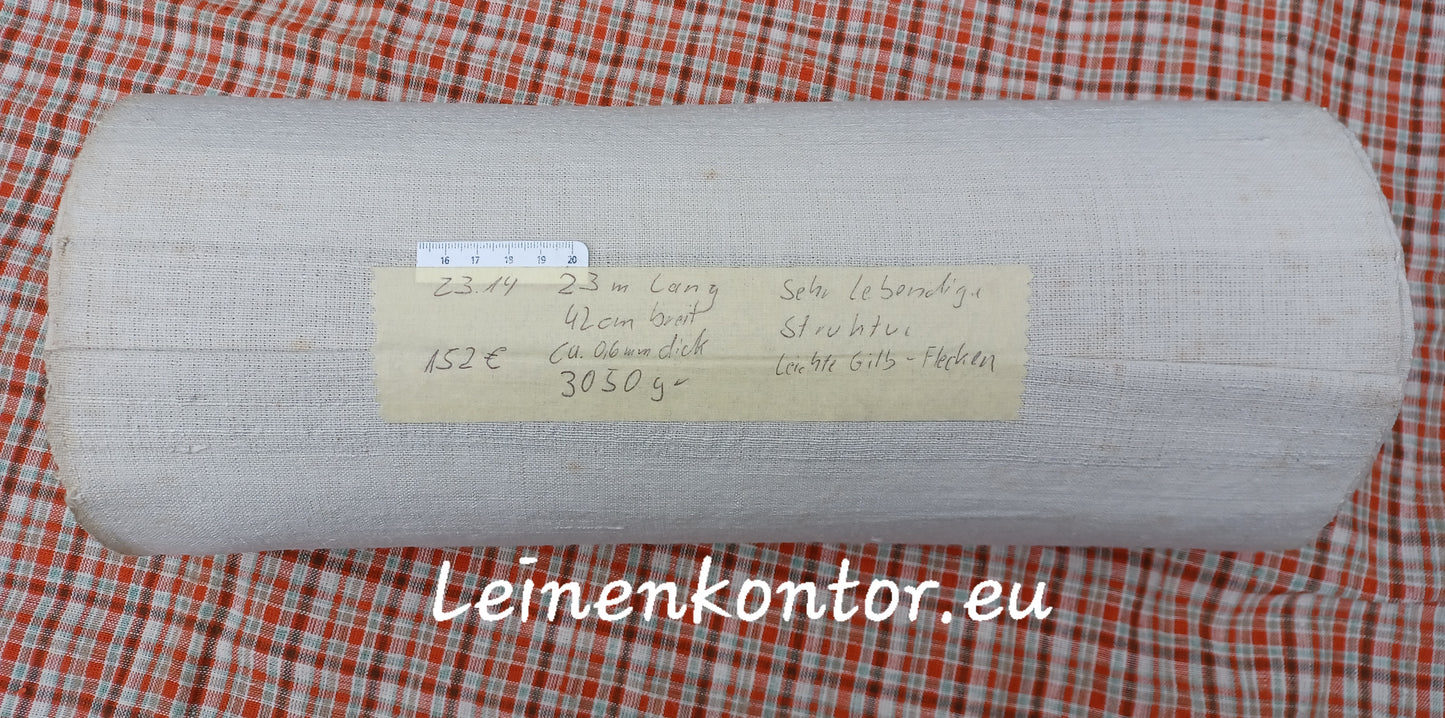 23.14 (23m x 0,6m x 0,6mm) Altes Bauernleinen Landhaus Leinenstoff Leinenballen