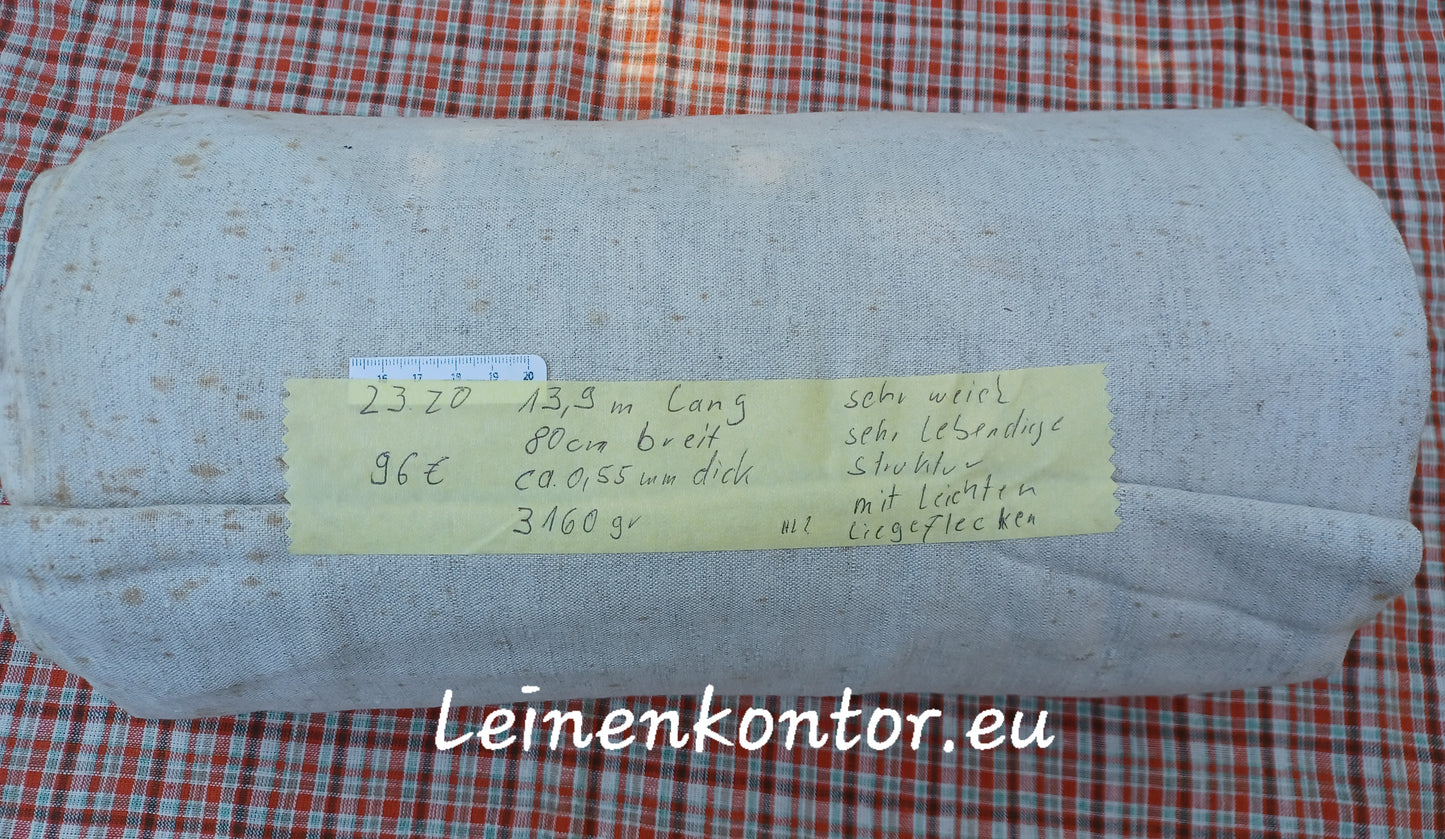 23.20 (13,9m x 0,80m x 0,55mm) Altes Bauernleinen Landhaus Leinenstoff Leinenballen
