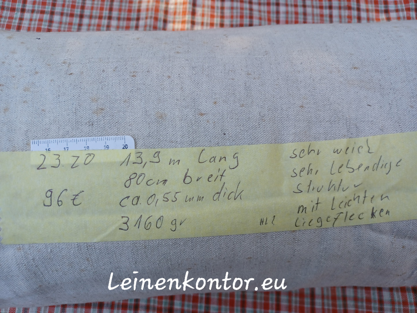 23.20 (13,9m x 0,80m x 0,55mm) Altes Bauernleinen Landhaus Leinenstoff Leinenballen