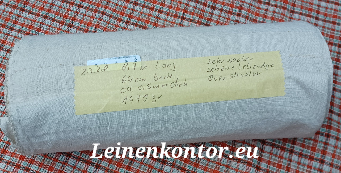 23.28 (8,7m x 0,64m x 0,5mm) Altes Bauernleinen Landhaus Leinenstoff Leinenballen
