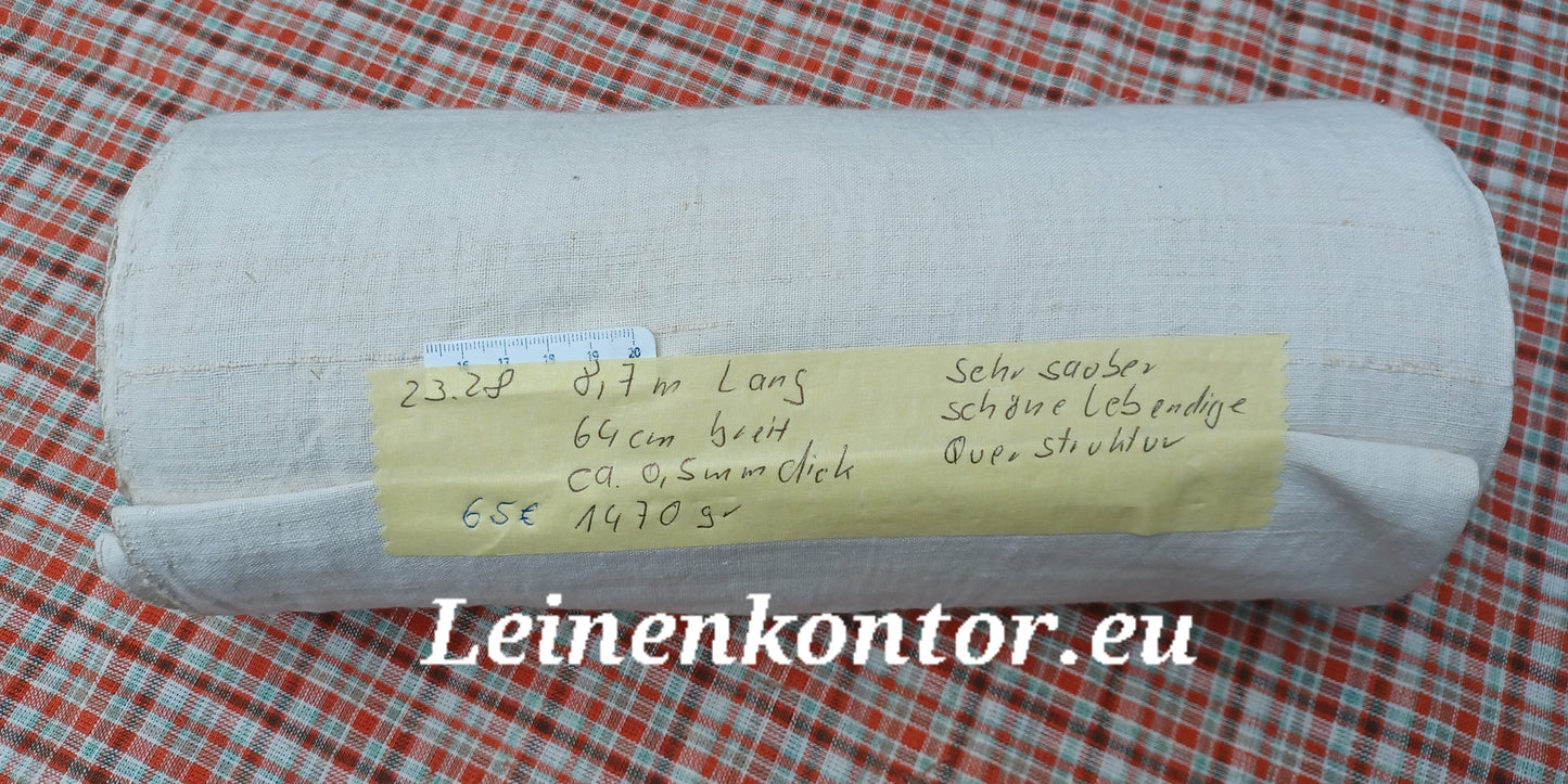 23.28 (8,7m x 0,64m x 0,5mm) Altes Bauernleinen Landhaus Leinenstoff Leinenballen