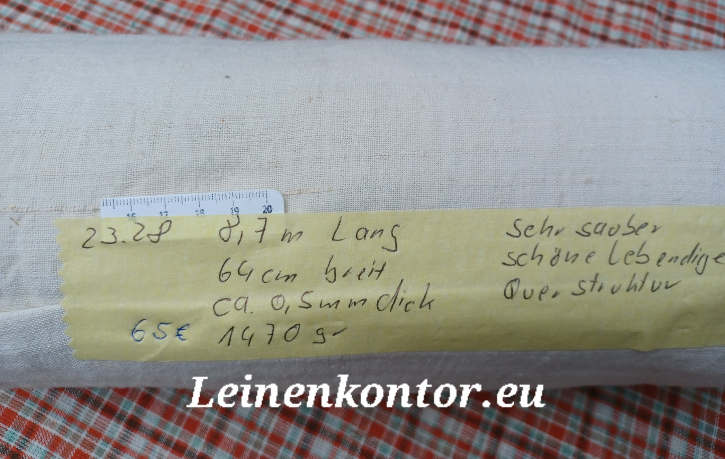 23.28 (8,7m x 0,64m x 0,5mm) Altes Bauernleinen Landhaus Leinenstoff Leinenballen