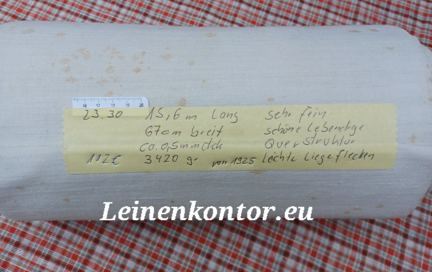 23.30 (15,6m x 0,67m x 0,5mm) Altes Bauernleinen Landhaus Leinenstoff Leinenballen