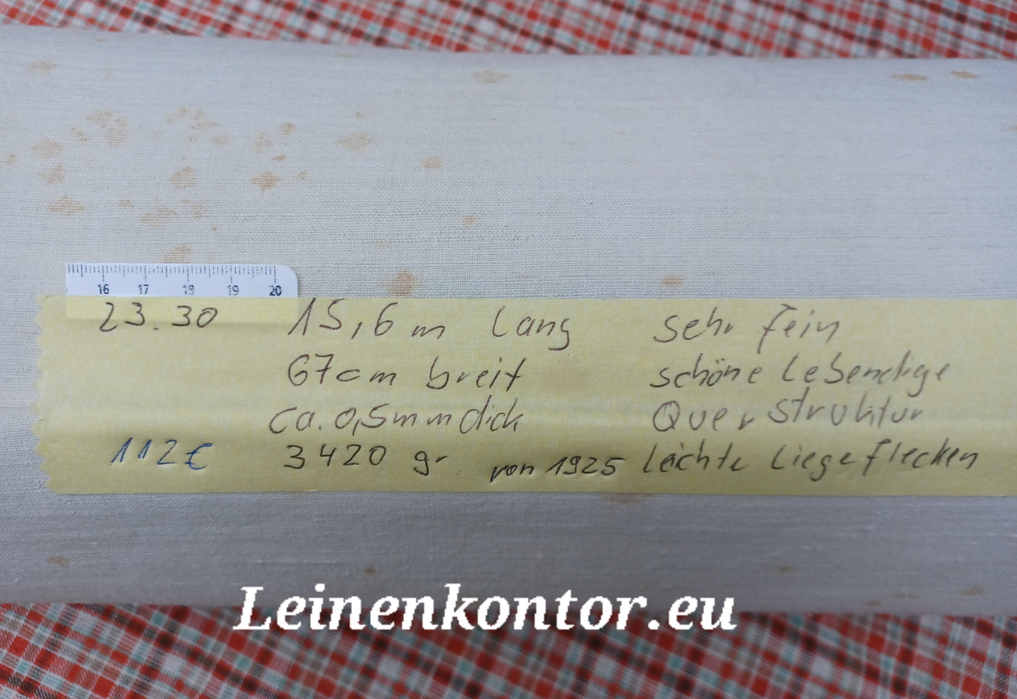 23.30 (15,6m x 0,67m x 0,5mm) Altes Bauernleinen Landhaus Leinenstoff Leinenballen
