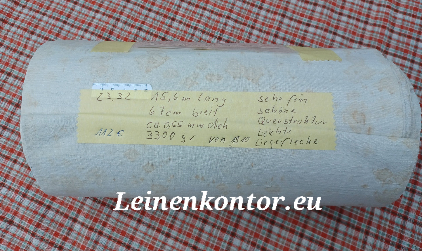 23.33 (9,4m x 0,70m x 0,5mm) Altes Bauernleinen Landhaus Leinenstoff Leinenballen