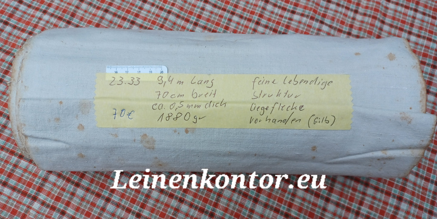 23.33 (9,4m x 0,70m x 0,5mm) Altes Bauernleinen Landhaus Leinenstoff Leinenballen