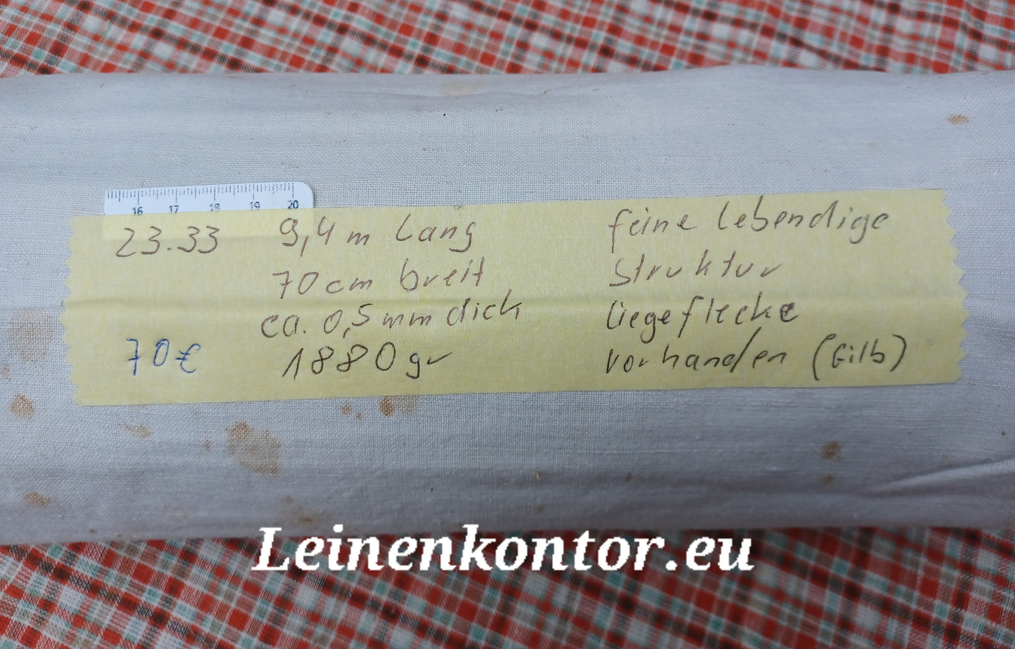 23.33 (9,4m x 0,70m x 0,5mm) Altes Bauernleinen Landhaus Leinenstoff Leinenballen