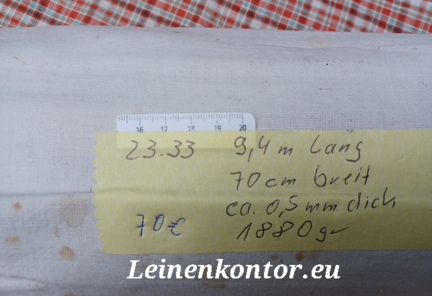 23.33 (9,4m x 0,70m x 0,5mm) Altes Bauernleinen Landhaus Leinenstoff Leinenballen