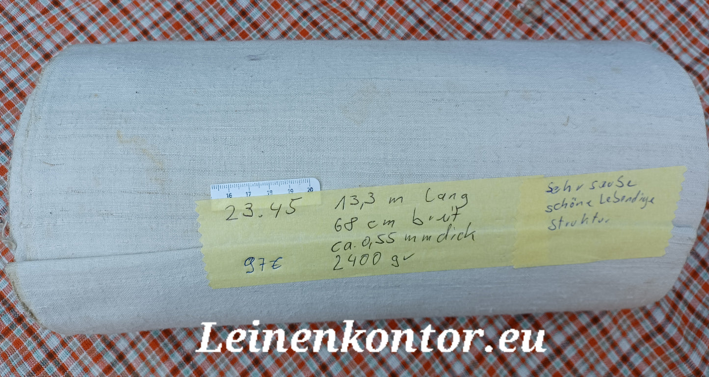 23.45 (13,3m x 0,68m x 0,55mm) Altes Bauernleinen Landhaus Leinenstoff Leinenballen