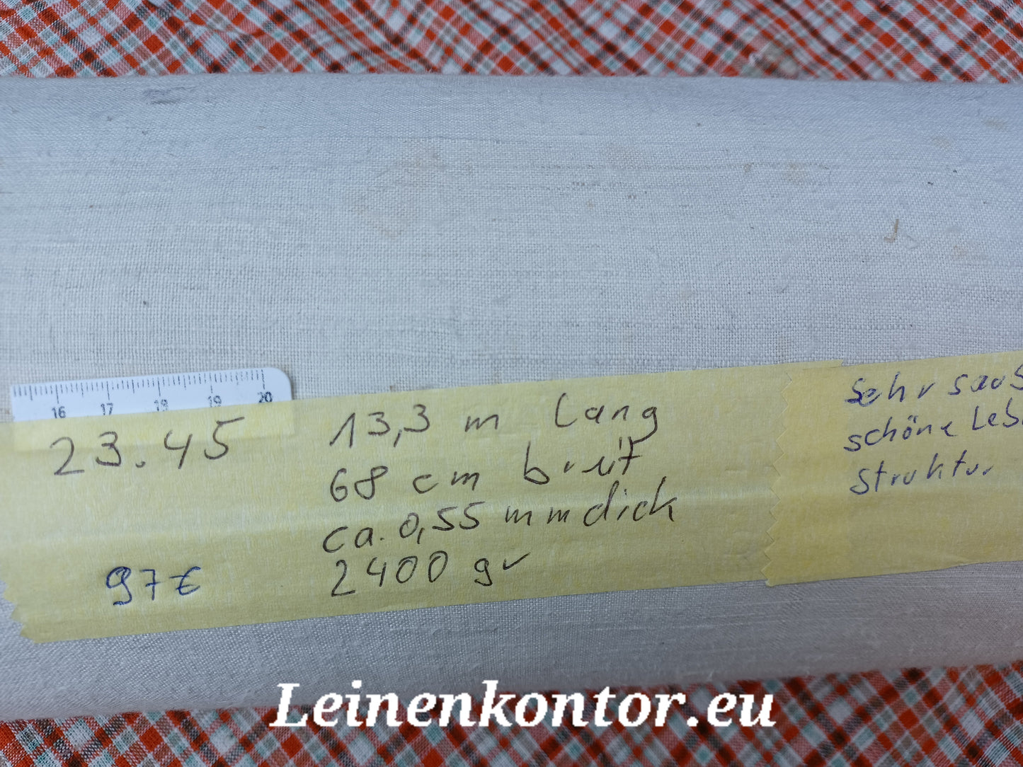 23.45 (13,3m x 0,68m x 0,55mm) Altes Bauernleinen Landhaus Leinenstoff Leinenballen