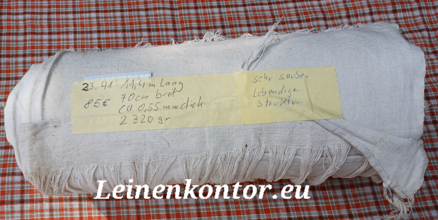 23.41 (11,4m x 0,70m x 0,55mm) Altes Bauernleinen Landhaus Leinenstoff Leinenballen
