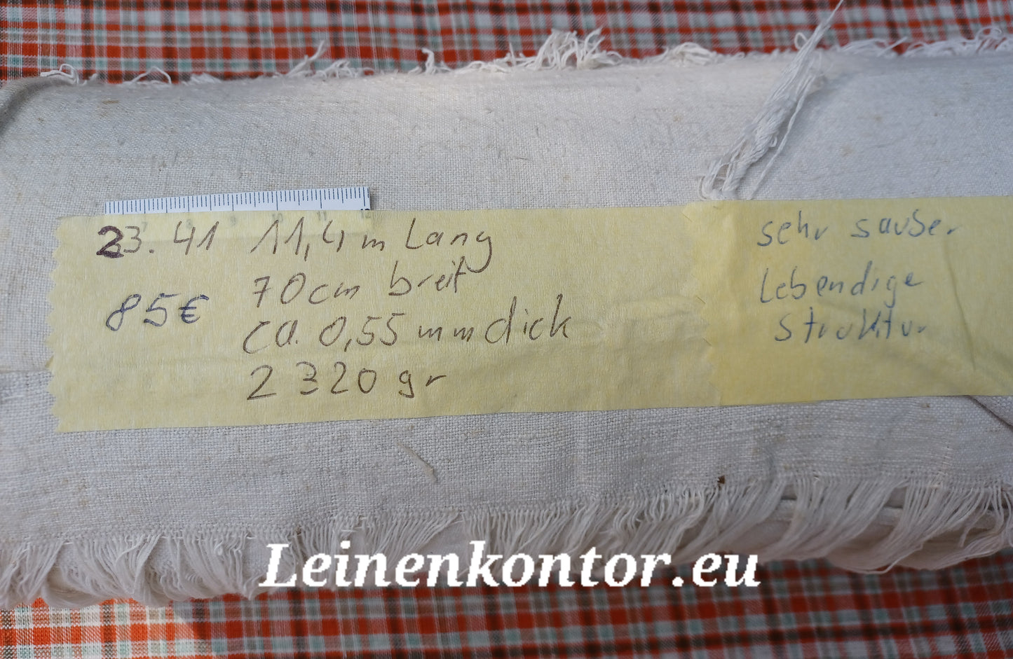 23.41 (11,4m x 0,70m x 0,55mm) Altes Bauernleinen Landhaus Leinenstoff Leinenballen