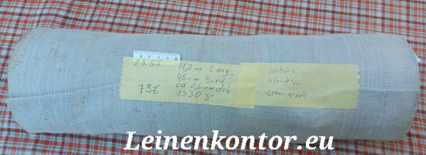 23.55 (11,2m x 0,45m x 0,5mm) Altes Bauernleinen Landhaus Leinenstoff Leinenballen