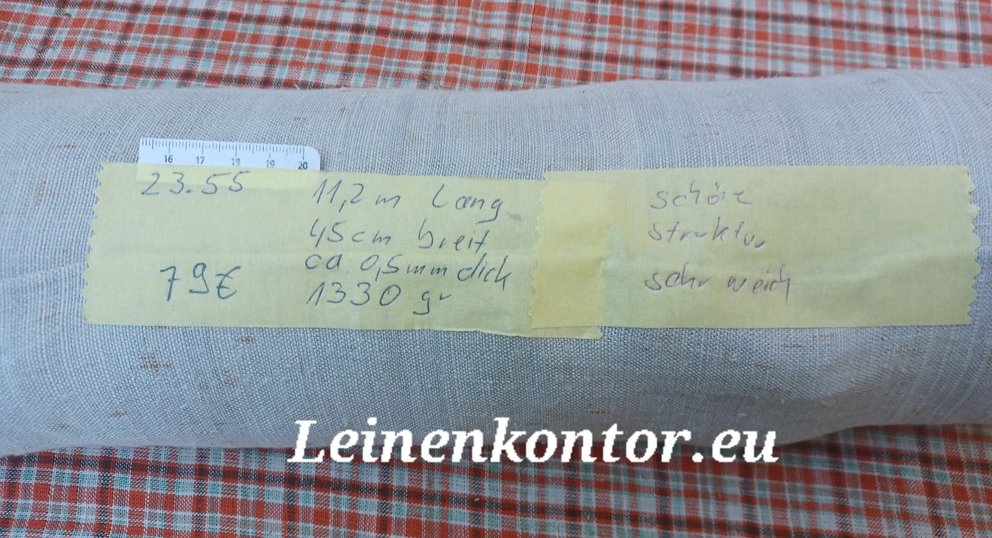 23.55 (11,2m x 0,45m x 0,5mm) Altes Bauernleinen Landhaus Leinenstoff Leinenballen