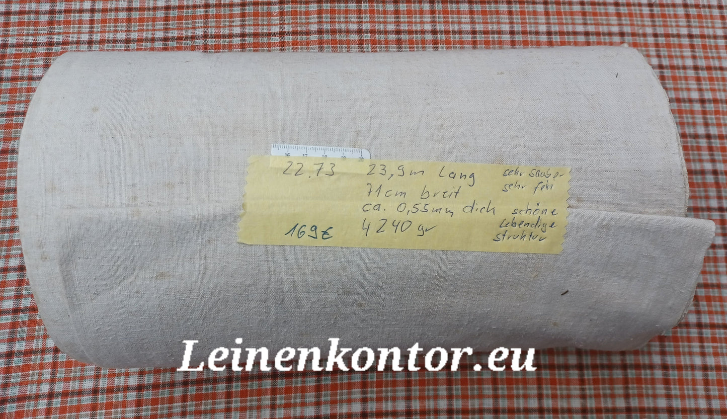 22.73 (23,9m x 0,71m x 0,55mm) Altes Bauernleinen Landhaus Leinenstoff Leinenballen