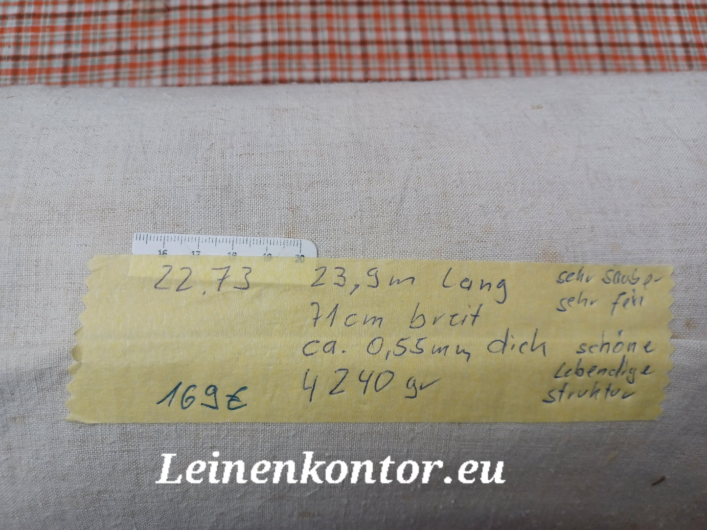 22.73 (23,9m x 0,71m x 0,55mm) Altes Bauernleinen Landhaus Leinenstoff Leinenballen