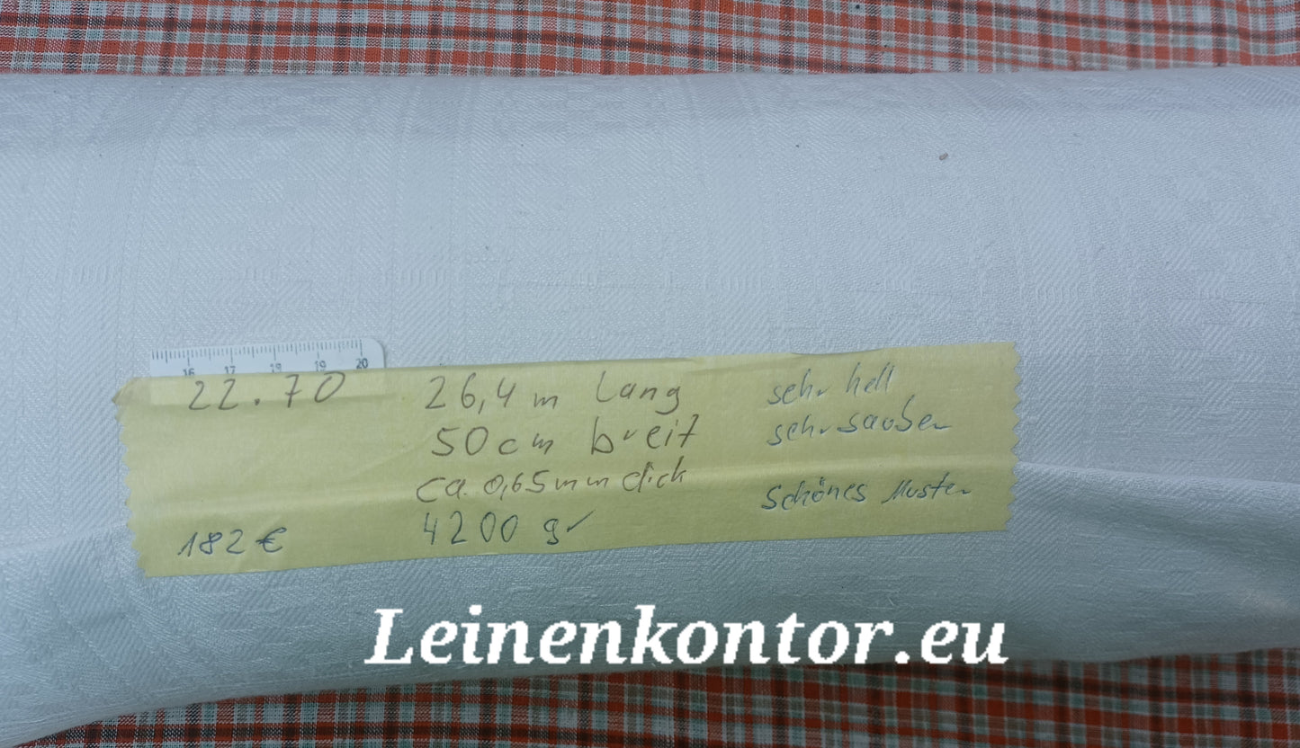22.70 (26,4m x 0,50m x 0,65mm) Altes Bauernleinen Landhaus Leinenstoff Leinenballen