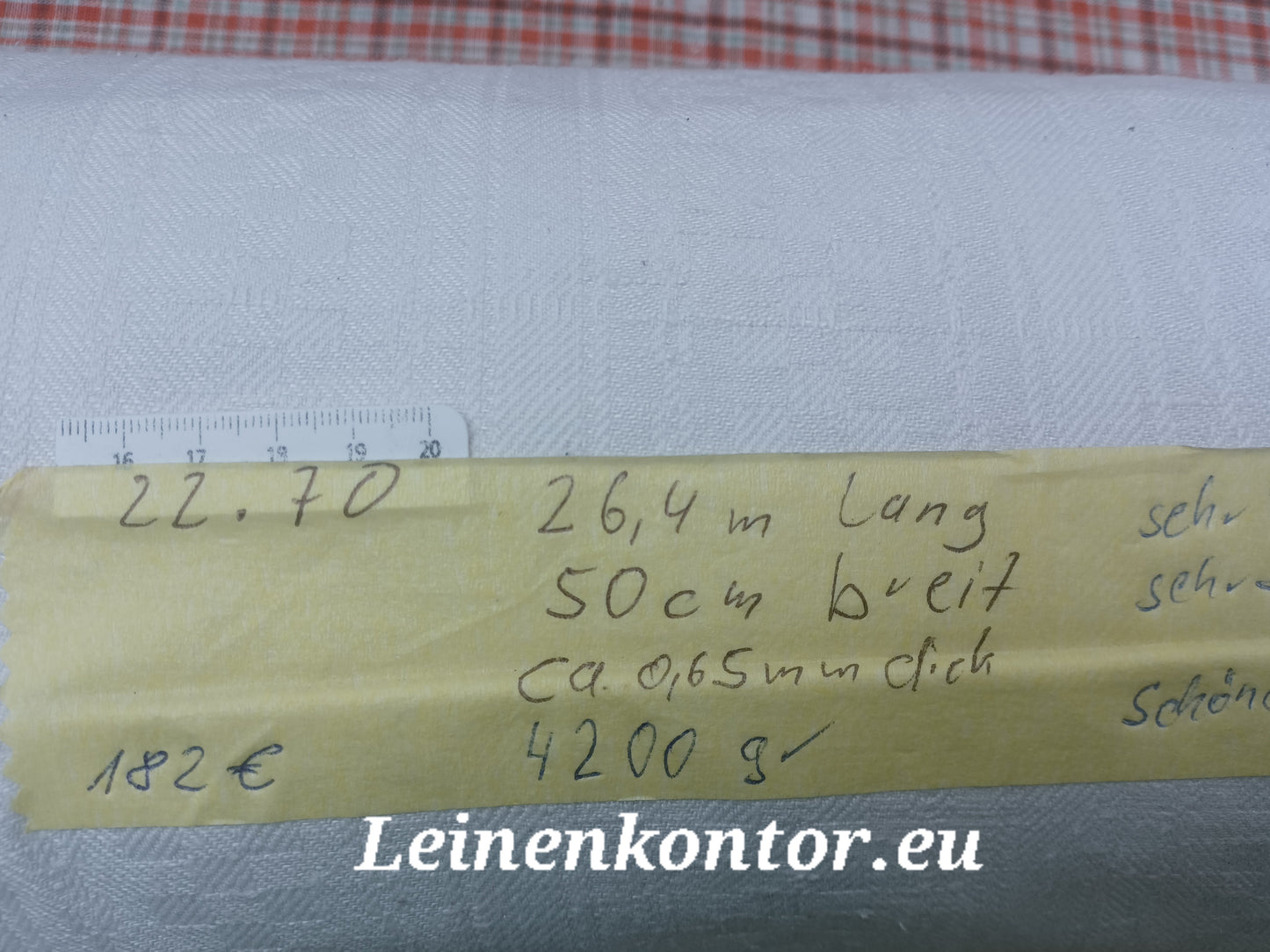 22.70 (26,4m x 0,50m x 0,65mm) Altes Bauernleinen Landhaus Leinenstoff Leinenballen