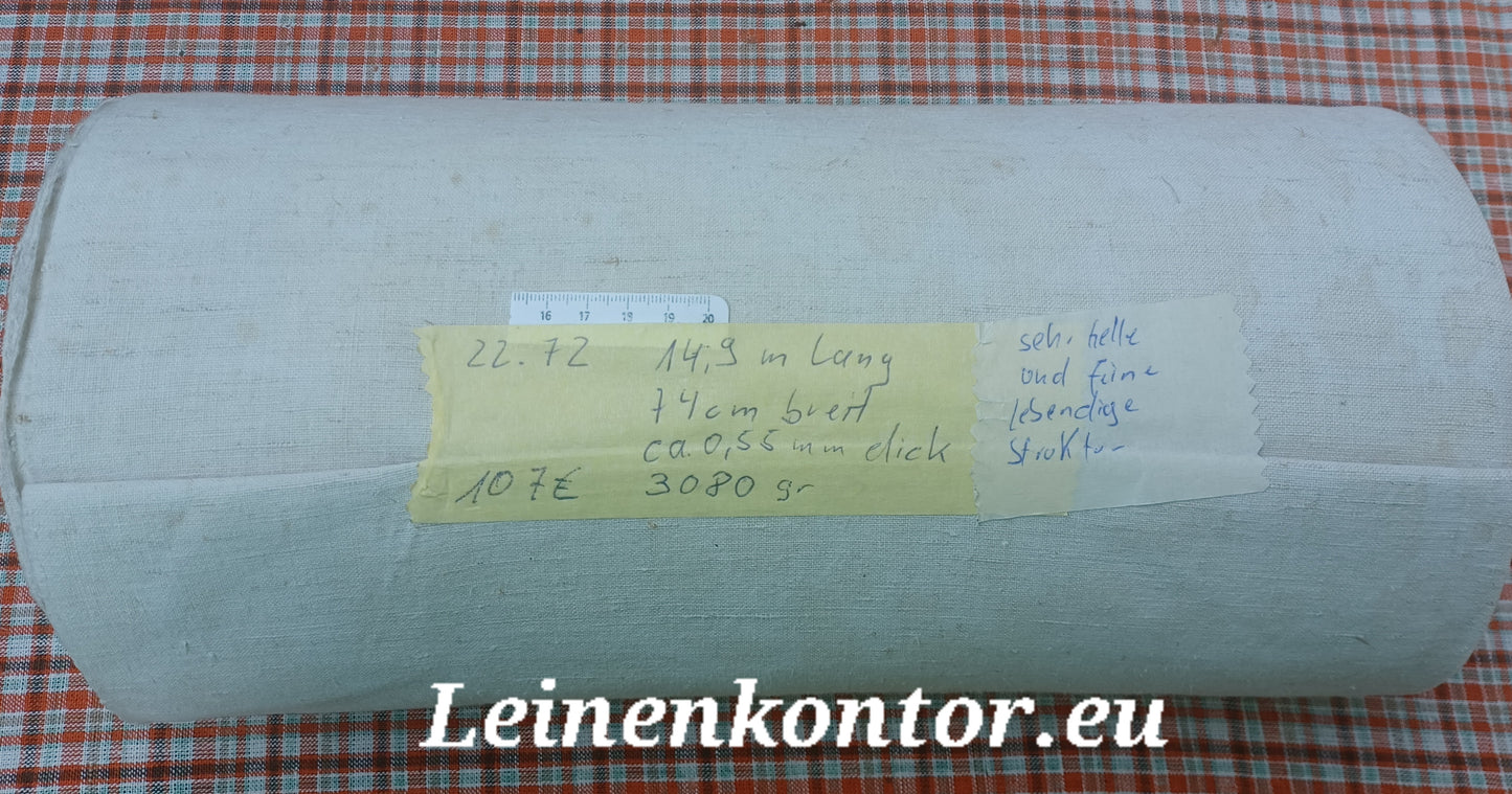 22.72 (14,9m x 0,74m x 0,5mm) Altes Bauernleinen Landhaus Leinenstoff Leinenballen