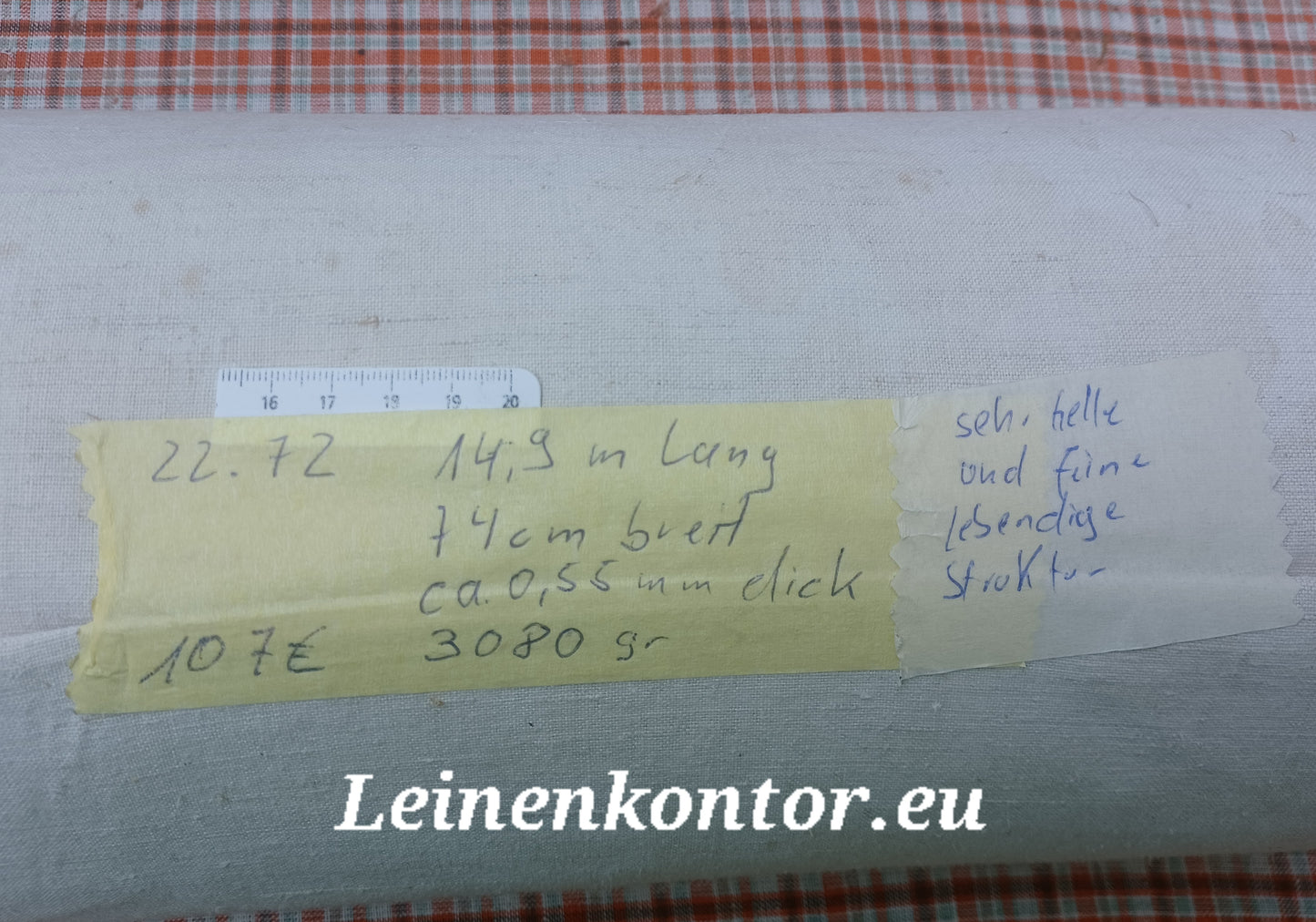 22.72 (14,9m x 0,74m x 0,5mm) Altes Bauernleinen Landhaus Leinenstoff Leinenballen
