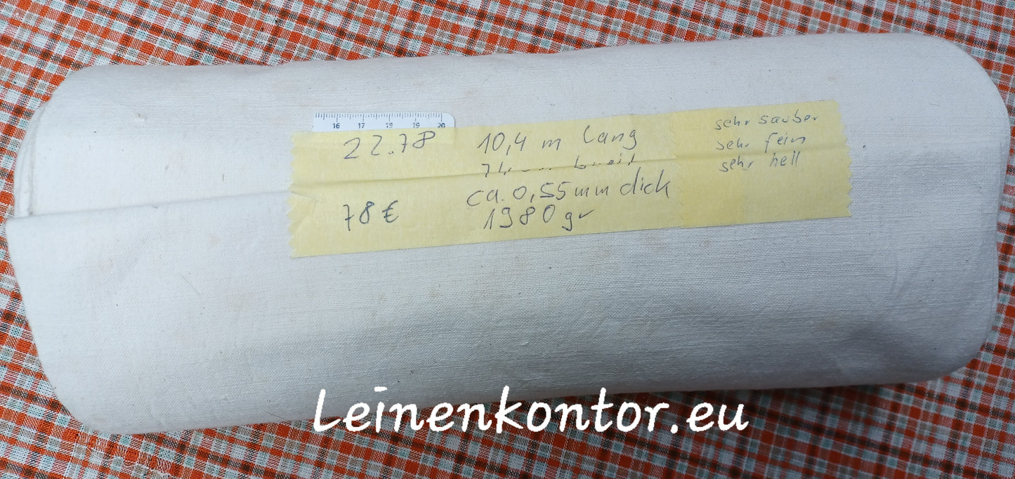 22.78 (10,4m x 0,74m x 0,55mm) Altes Bauernleinen Landhaus Leinenstoff Leinenballen