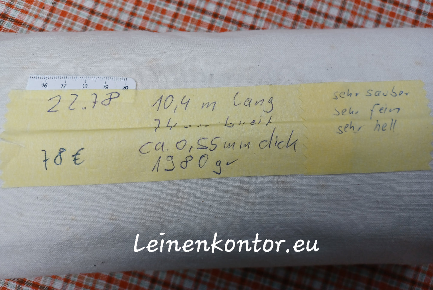 22.78 (10,4m x 0,74m x 0,55mm) Altes Bauernleinen Landhaus Leinenstoff Leinenballen