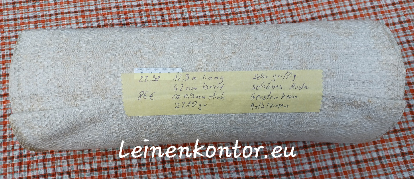 22.98 (12.9m x 0,42m x 0,9mm) Altes Bauernleinen Landhaus Leinenstoff Leinenballen