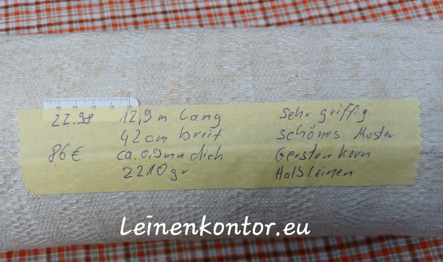 22.98 (12.9m x 0,42m x 0,9mm) Altes Bauernleinen Landhaus Leinenstoff Leinenballen