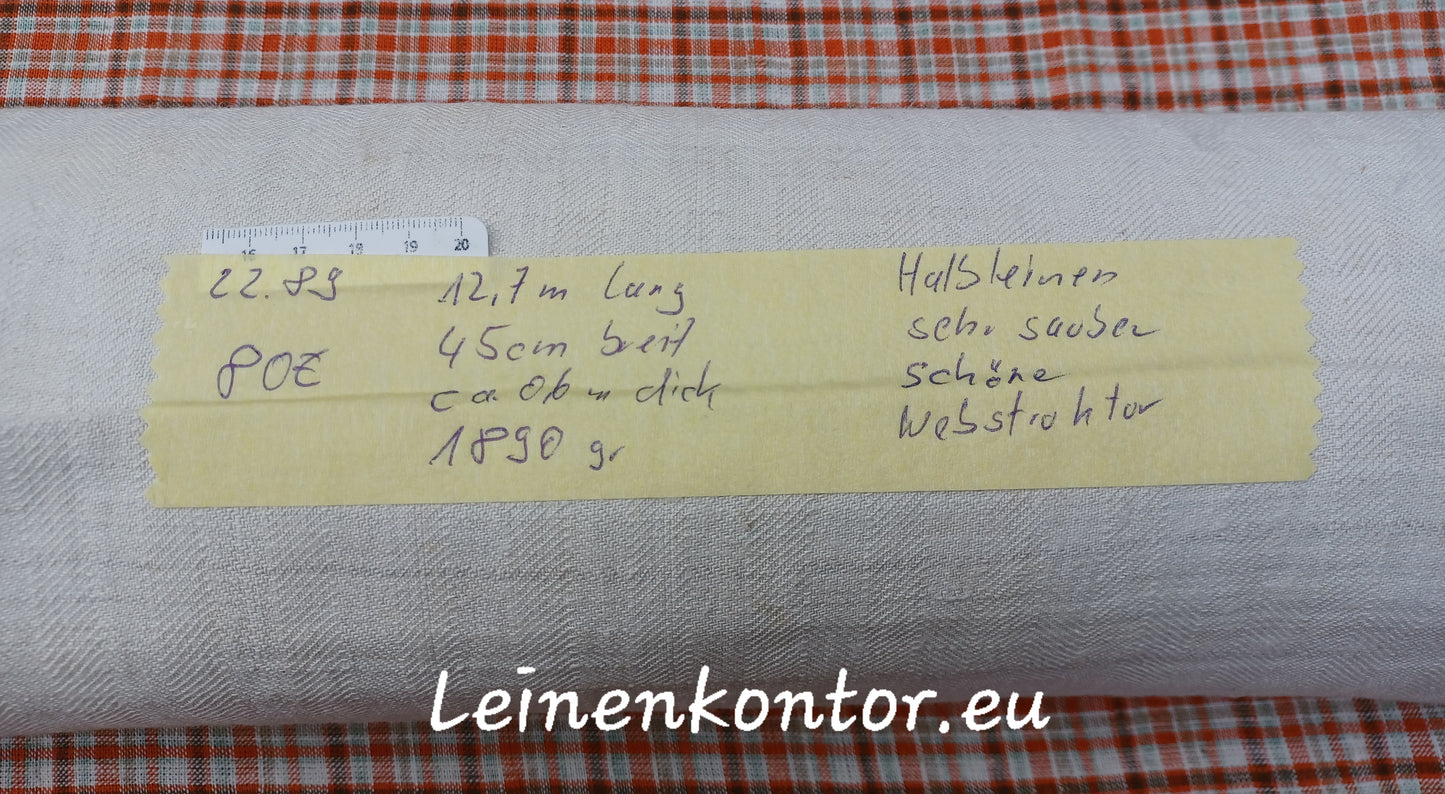 22.89 (12,7m x 0,45m x 0,6mm) Altes Bauernleinen Landhaus Leinenstoff Leinenballen