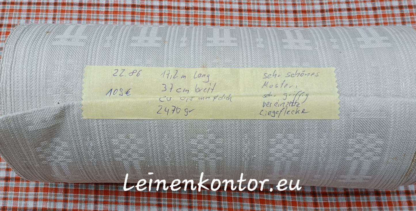 22.86 (17.2m x 0,37m x 0,8mm) Altes Bauernleinen Landhaus Leinenstoff Leinenballen