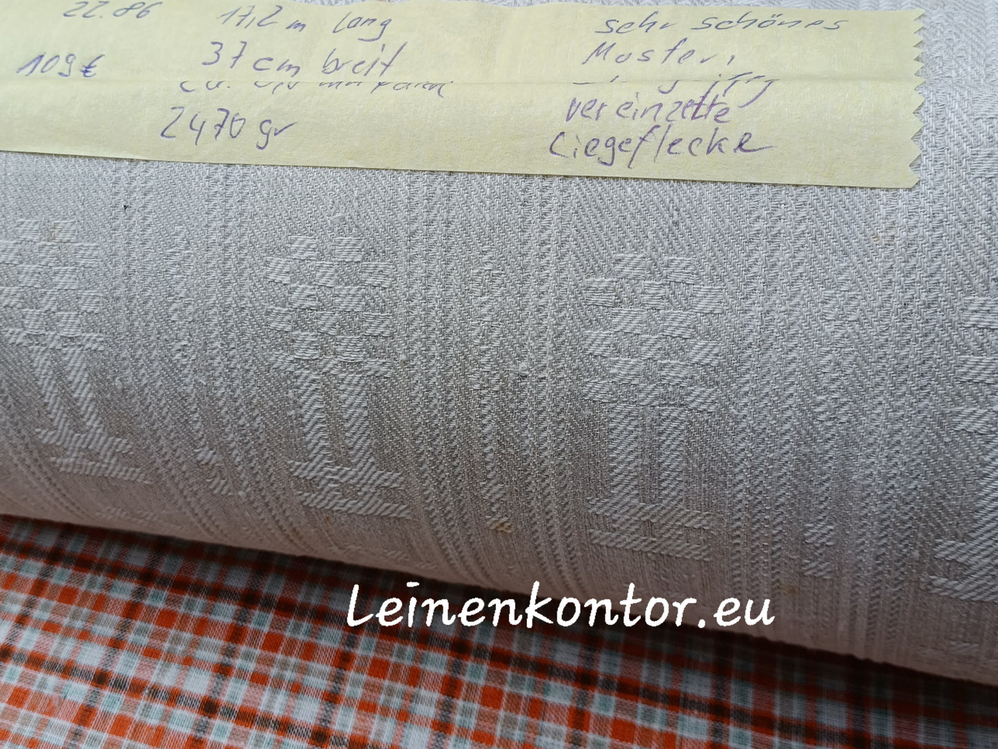22.86 (17.2m x 0,37m x 0,8mm) Altes Bauernleinen Landhaus Leinenstoff Leinenballen