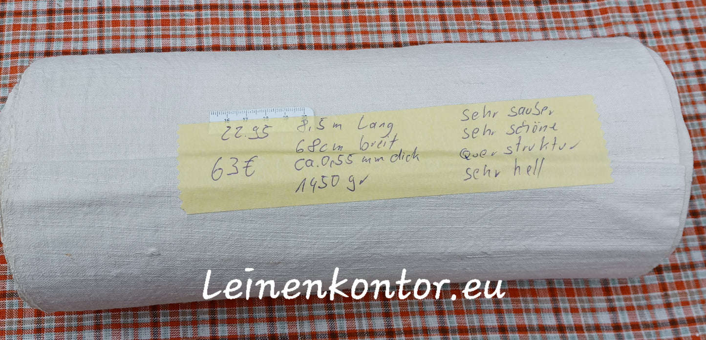 22.95 (8,5m x 0,68m x 0,55mm) Altes Bauernleinen Landhaus Leinenstoff Leinenballen
