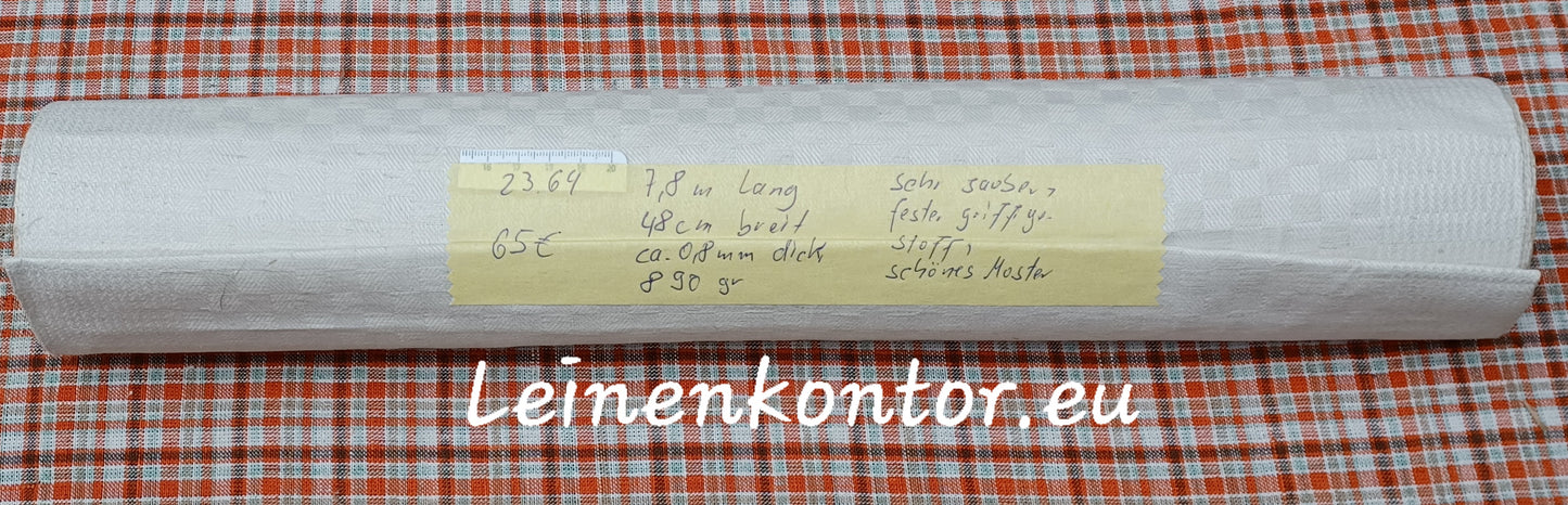 23.64 (7,8m x 0,48m x 0.8mm) Altes Bauernleinen Landhaus Leinenstoff Leinenballen