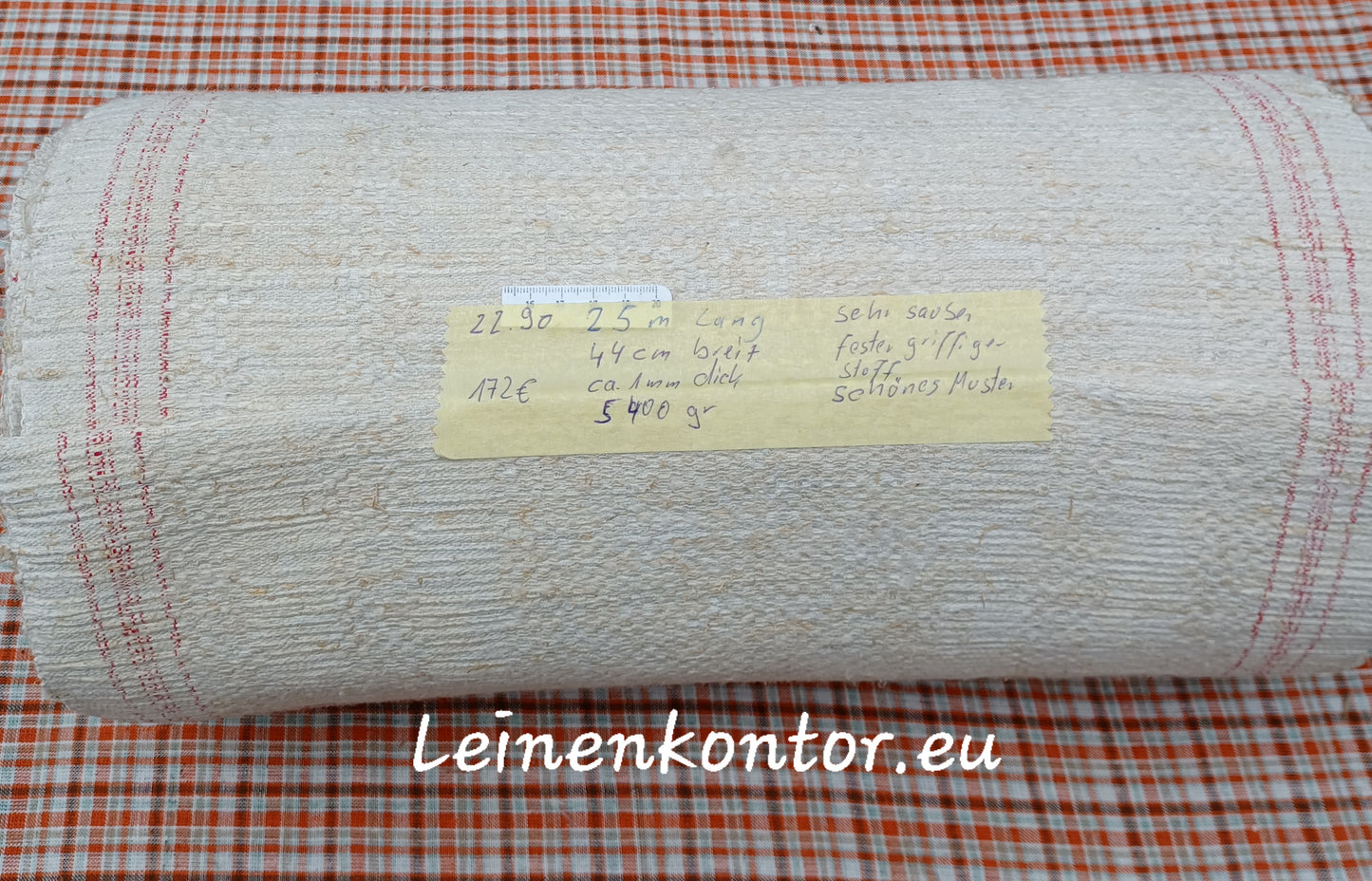 22.90 (25m x 0,44m x 1,0mm) Altes Bauernleinen Landhaus Leinenstoff Leinenballen