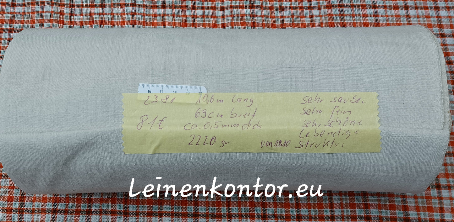 23.81 (10.6m x 0,69m x 0,5mm) Altes Bauernleinen Landhaus Leinenstoff Leinenballen