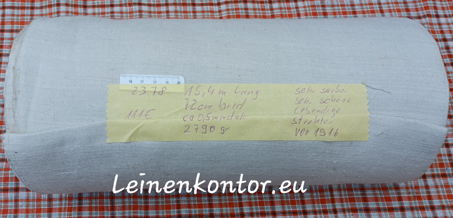 23.78 (15,4m x 0,72m x 0,5mm) Altes Bauernleinen Landhaus Leinenstoff Leinenballen