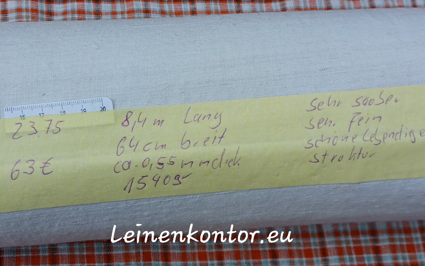 23.75 (8,4m x 0,64m x 0,55mm) Altes Bauernleinen Landhaus Leinenstoff Leinenballen