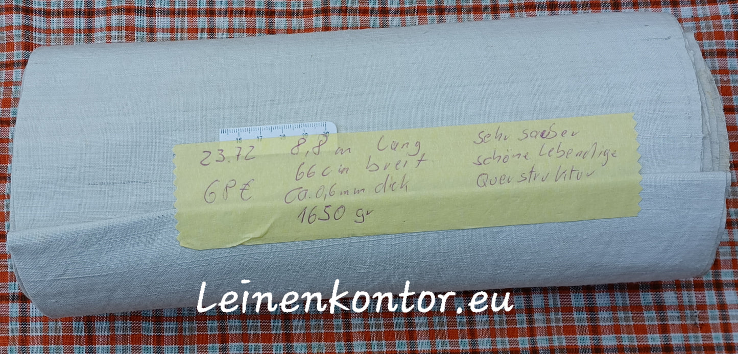 23.72 (8,8m x 0,66m x 0,6mm) Altes Bauernleinen Landhaus Leinenstoff Leinenballen
