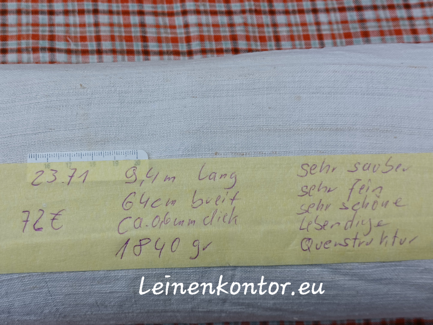23.71 (9,4m x 0,64m x 0,6mm) Altes Bauernleinen Landhaus Leinenstoff Leinenballen