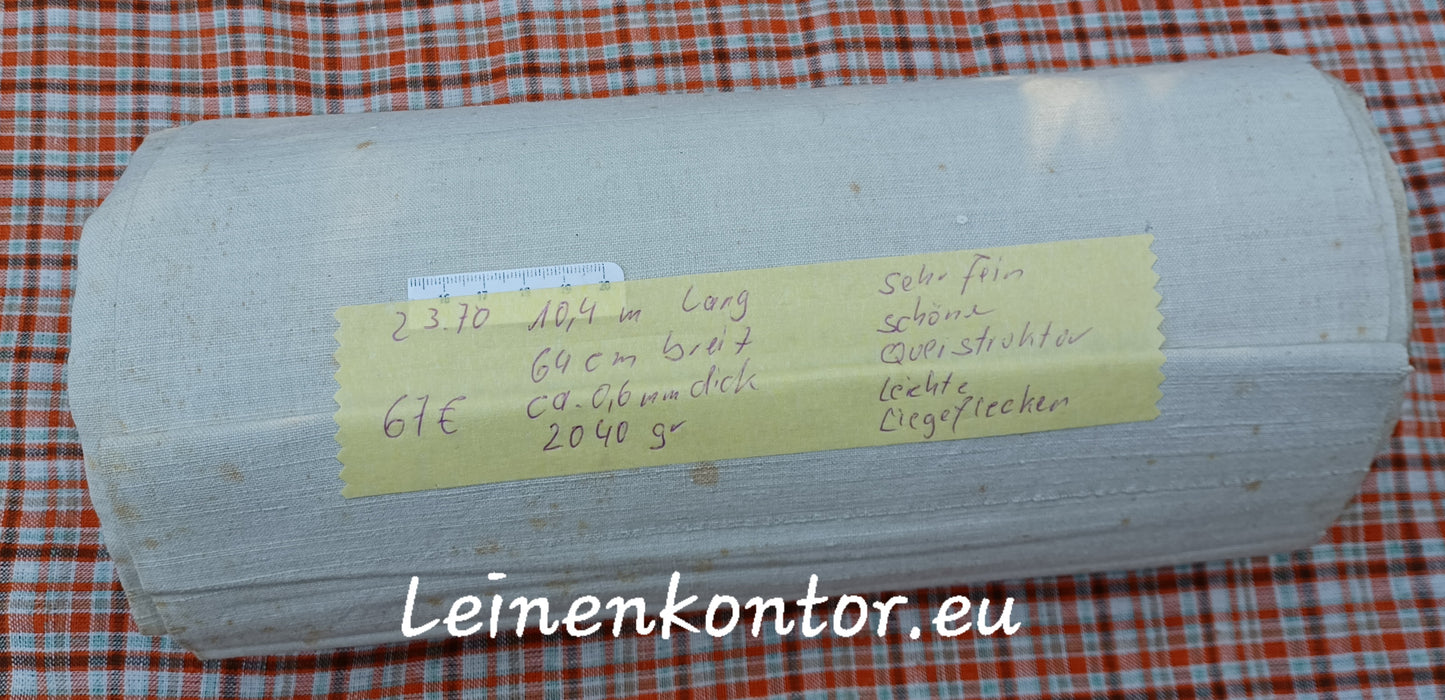 23.70 (10,4m x 0,64m x 0,6mm) Altes Bauernleinen Landhaus Leinenstoff Leinenballen