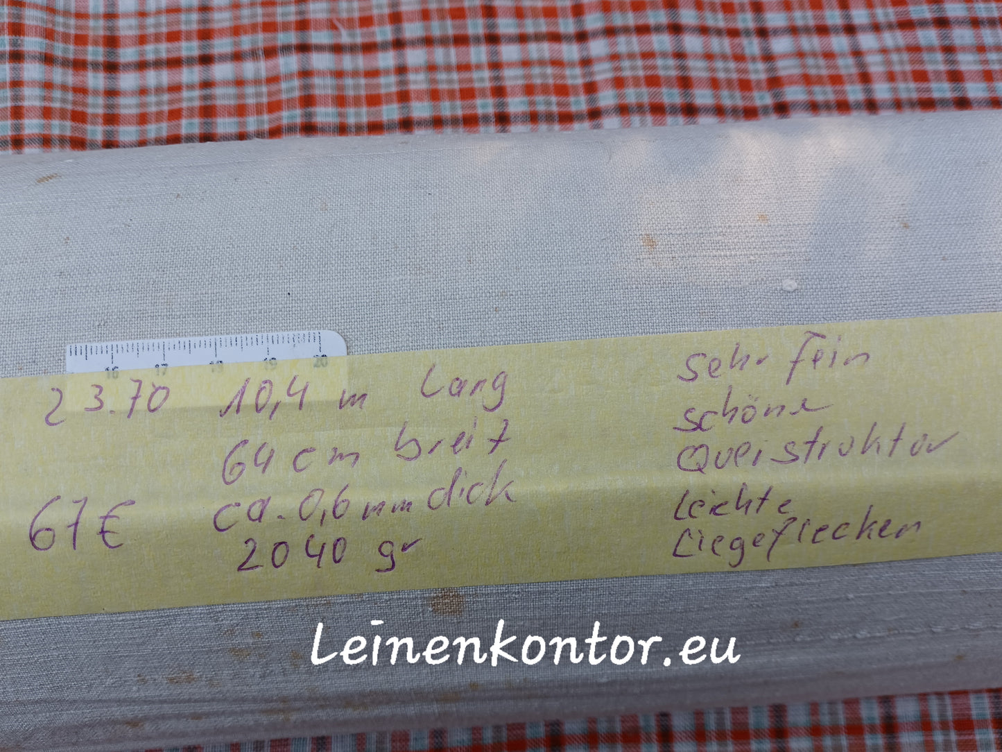 23.70 (10,4m x 0,64m x 0,6mm) Altes Bauernleinen Landhaus Leinenstoff Leinenballen