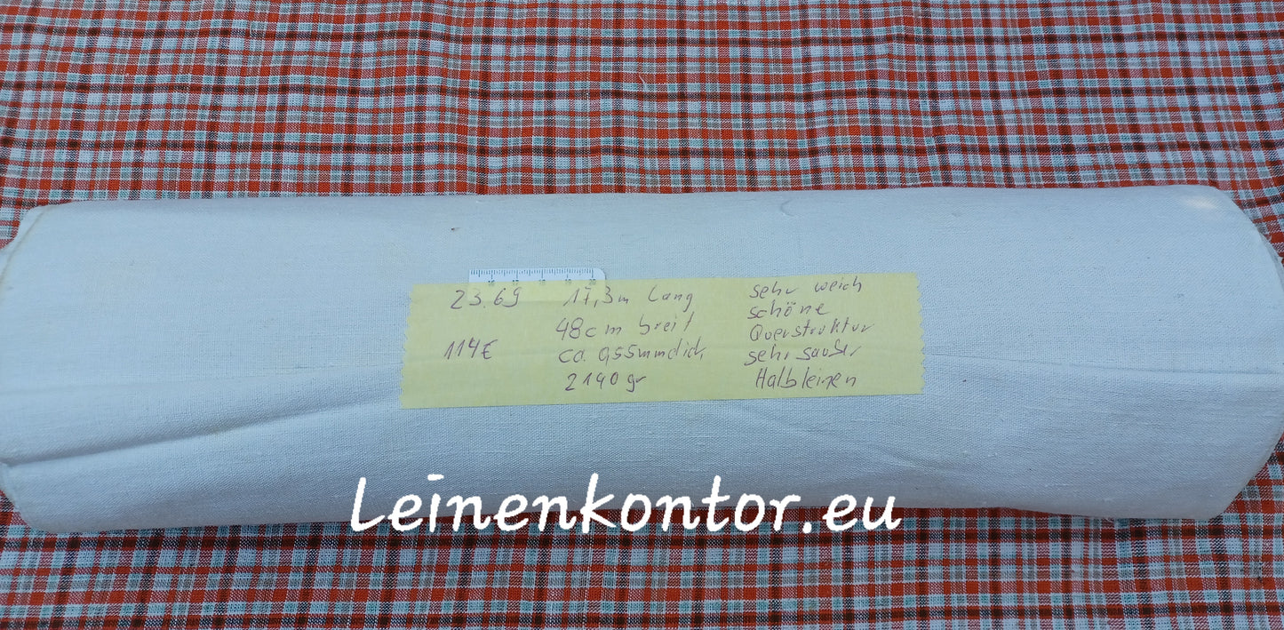 23.69 (17,3m x 0,48m x 0,55mm) Altes Maschinenleinen Landhaus Leinenstoff Leinenballen