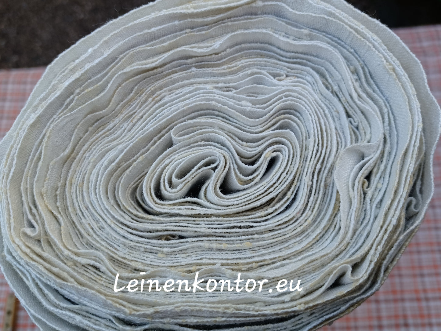 23.69 (17,3m x 0,48m x 0,55mm) Altes Maschinenleinen Landhaus Leinenstoff Leinenballen