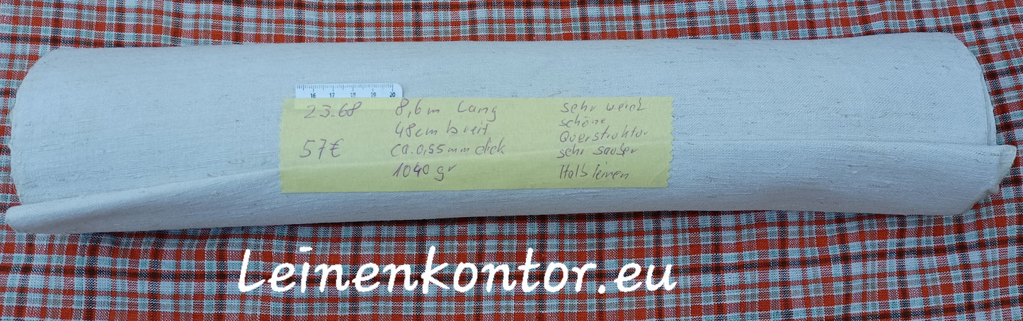 23.68 (8,6m x 0,48m x 0,55mm) Altes Maschinenleinen Landhaus Leinenstoff Leinenballen