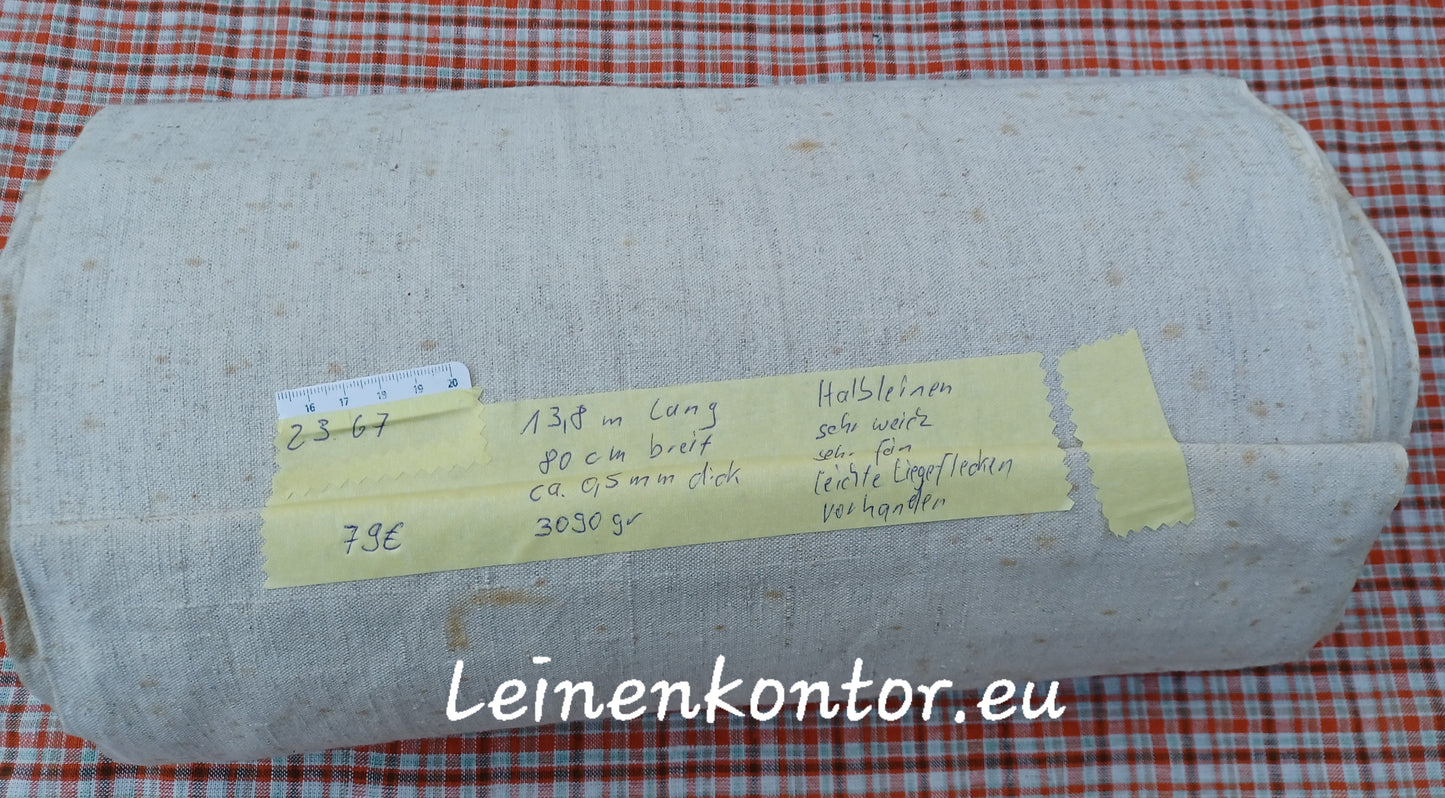 23.67 (13,8m x 0,80m x 0,5mm) Altes Maschinenleinen Landhaus Leinenstoff Leinenballen