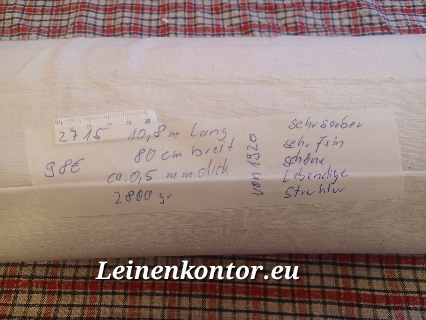 27.15 (10,8m x 0,80m x 0,5mm 2800gr) Altes Bauernleinen Landhaus Leinenstoff Leinenballen