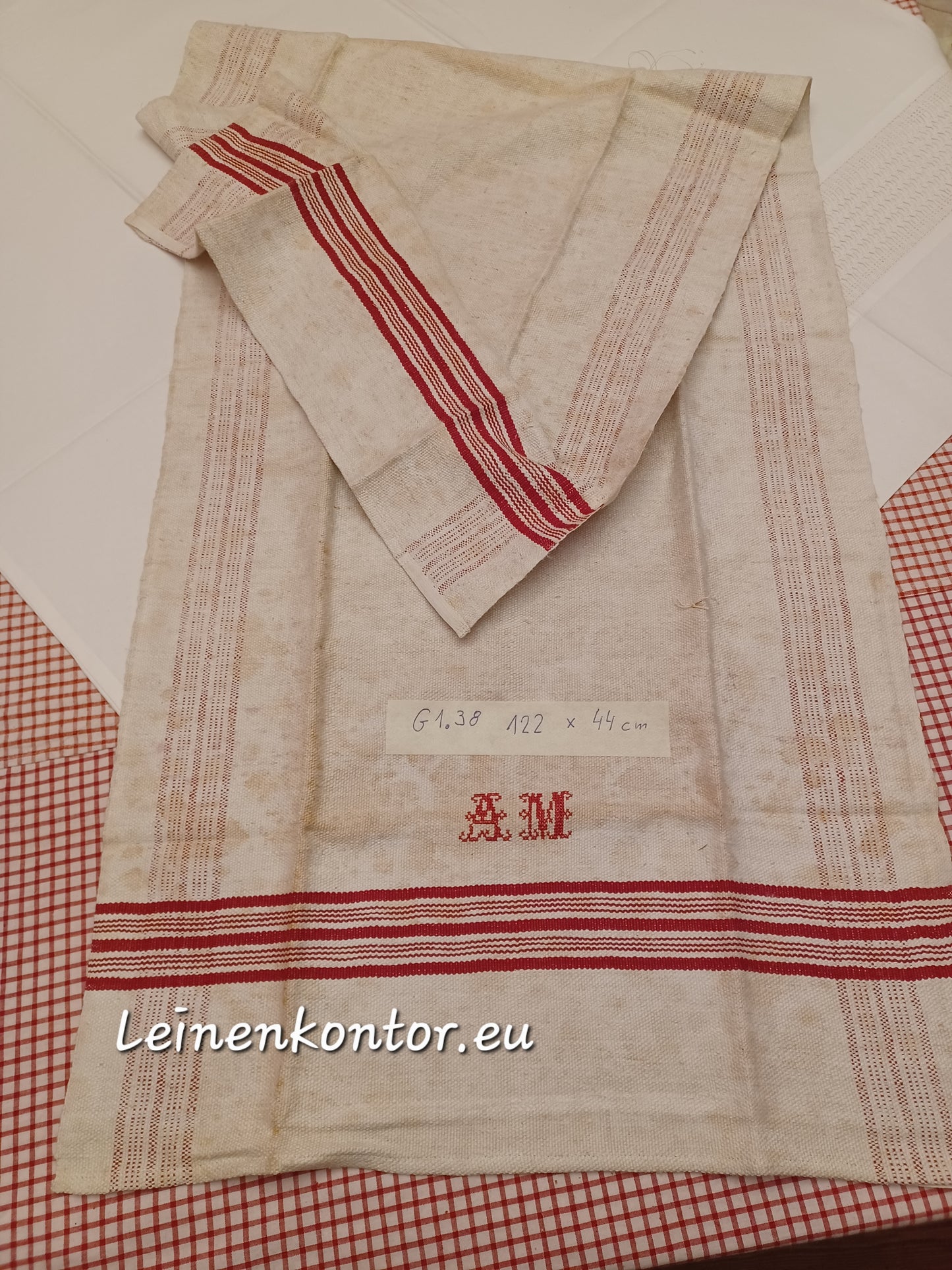 G1.38 (122cm x 44cm) Halbleinenhandtücher Geschirrhandtuch Altes Bauerleinen Landhaus Leinenstoff Leinenhandtücher