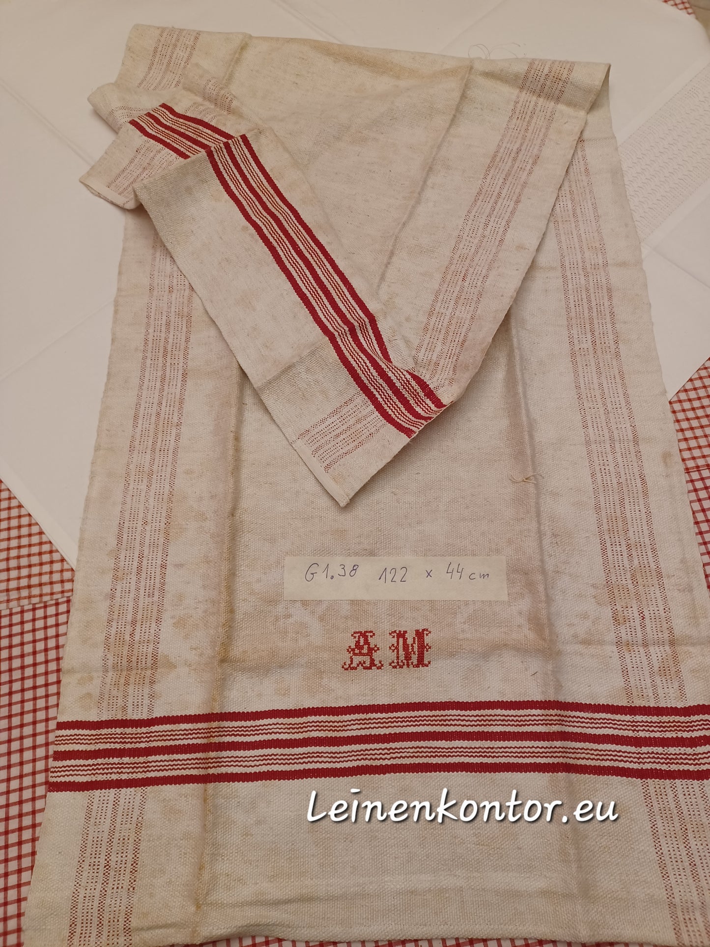 G1.38 (122cm x 44cm) Halbleinenhandtücher Geschirrhandtuch Altes Bauerleinen Landhaus Leinenstoff Leinenhandtücher